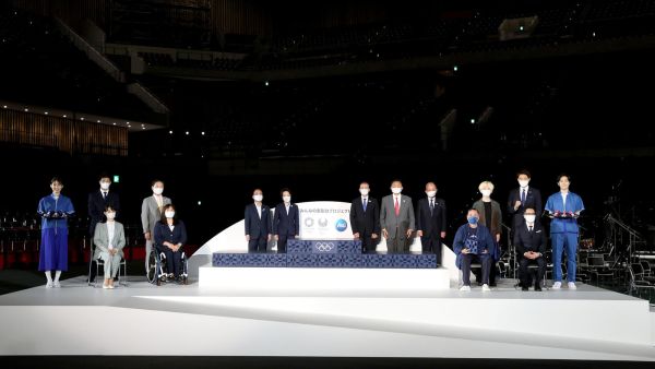The photos are courtesy of ©Tokyo 2020 Procter & Gamble in Partnership with the Tokyo 2020 Organizing Committee and the International Olympics Committee Unveils Olympic and Paralympic Games Tokyo 2020 Medal Ceremony Podiums Made of Recycled Plastic