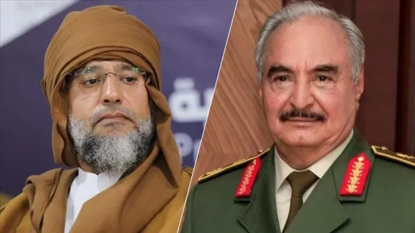سيف الإسلام القذافي (يسار) وخليفة حفتر