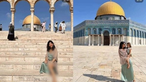 سائحة تستعرض فخذها العارية في باحات المسجد الأقصى (صورة)