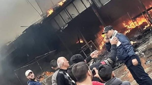 مقتل واصابة العشرات في حريق ضخم بسوق وسط غزة