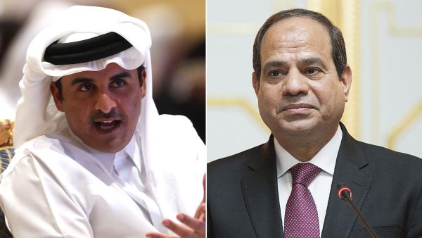 أمير قطر تميم بن حمد آل ثاني (يسار) والرئيس المصري عبدالفتاح السيسي