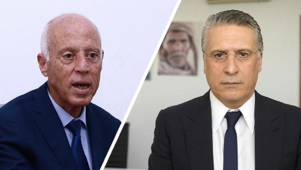 نبيل القروي (يمين) وقيس سعيد