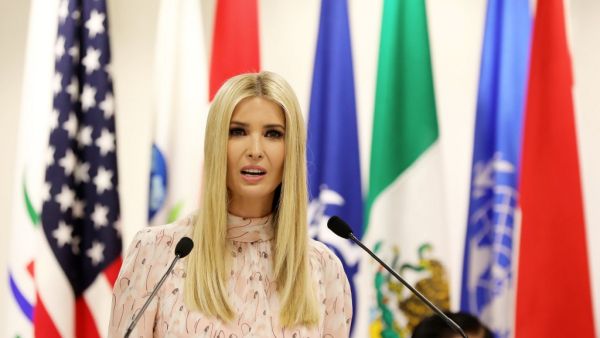 Advisor to the US President Ivanka Trump speaks at an event on the theme "Promoting the place of women at work" on the sidelines of the G20 Summit in Osaka on June 29, 2019.  Dominique JACOVIDES / POOL / AFP