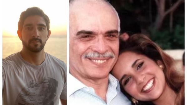 الأميرة هيا ووالدها الملك حسين / الشيخ حمدان بن محمد بن راشد آل مكتوم
