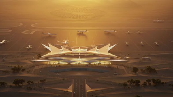 شركة تكشف عن تصميمها المذهل لمطار دولي فاخر في صحراء السعودية