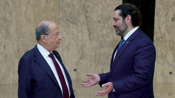 الرئيس ميشال عون  ورئيس الوزراء المستقيل سعد الحريري
