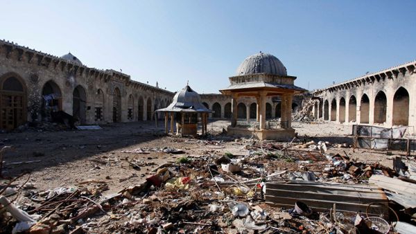 The Umayyad mosque of Old Aleppo in ruins in 2013. (AFP) The Umayyad mosque of Old Aleppo in ruins in 2013. (AFP)