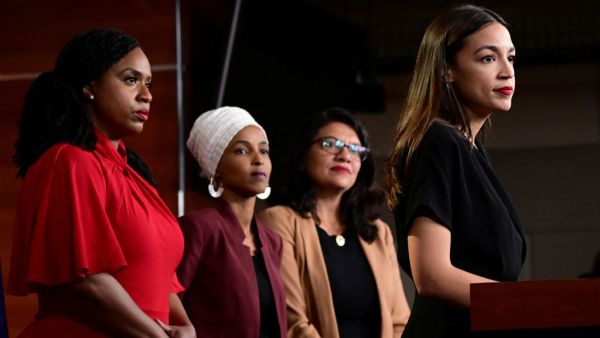 Congresswomen Ocasio-Cortez, Tlaib, Omar, And Pressley Hold News Conference In Response to Trump's Tweets. (AFP)