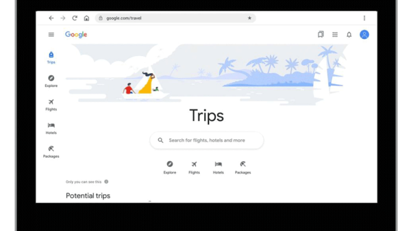 The search engine giant is combining its travel-related products — the mobile Google Trips app, Google Flights, Google hotels search, and more — under a singular landing page called Trips.