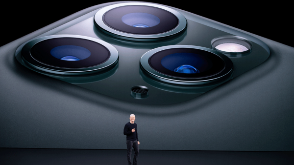 Apple CEO Tim Cook speaks on-stage during a product launch event at Apple's headquarters in Cupertino, California on September 10, 2019. Apple unveiled its iPhone 11 models Tuesday, touting upgraded, ultra-wide cameras as it updated its popular smartphone lineup and cut its entry price to $699.