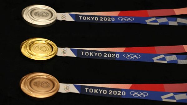 Medals being produced using metal recycled from mobile phones and other small electronic devices