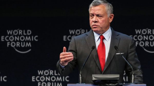 Jordan's King Abdullah II speaks during the opening ceremony of the 2019 World Economic Forum on the Middle East and North Africa. (Khalil MAZRAAWI / AFP)