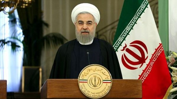 Iranian President Hassan Rouhani speaks during a press-conference following a meeting his Swiss counterpart in the capital Tehran. (AFP/ATTA KENARE)