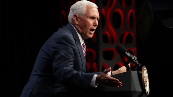  U.S. Vice President Mike Pence delivers a keynote address during Access Intelligence's Satellite 2019 Conference and Exhibition at the Walter E. Washington Convention Center May 06, 2019. (AFP/ File)