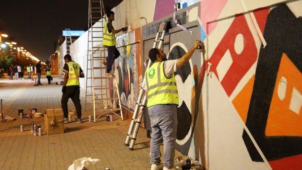Top Saudi graffiti artists are taking part in the beautification drive in Riyadh. (SPA)