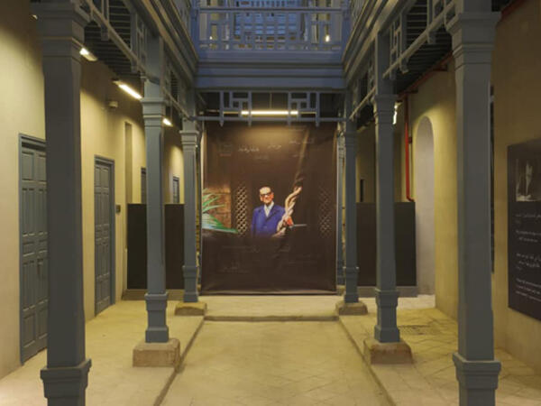 A picture of Naguib Mahfouz in the lobby of the museum (Photo: Official release of the Ministry of Culture)