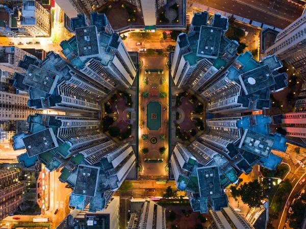 This aerial photograph taken on May 15, 2019 shows a housing estate in Hong Kong. DALE DE LA REY / AFP