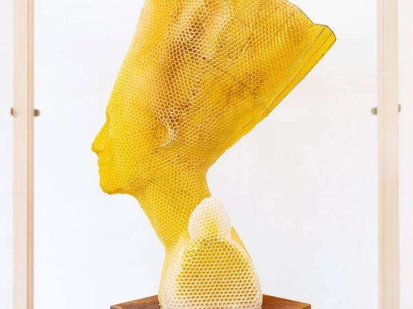 ETERNITY / 2019-20 “made by bees” series Materials: natural beeswax, wood, glass, Cor-ten steel (Instagram)