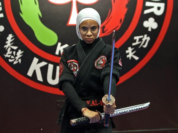 Kuwaiti Fai al-Fahad, a Kajukenbo hybrid martial art assistant-master, practises in a club in Kuwait City.
Yasser Al-Zayyat / AFP