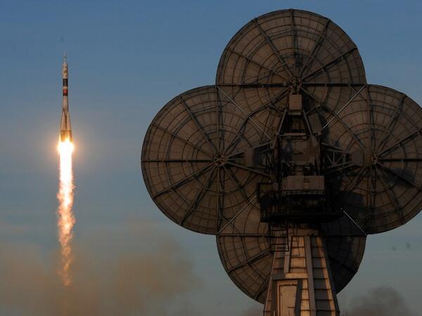 Russia's Soyuz MS-11 spacecraft carrying the members of the International Space Station (ISS) expedition 58/59 blasts off to the ISS from the launch pad at the Russian-leased Baikonur cosmodrome on December 3, 2018. 
Kirill KUDRYAVTSEV / AFP
