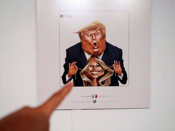 Top entries from Iran's international Trumpism cartoon competition in Iran. (AFP) 