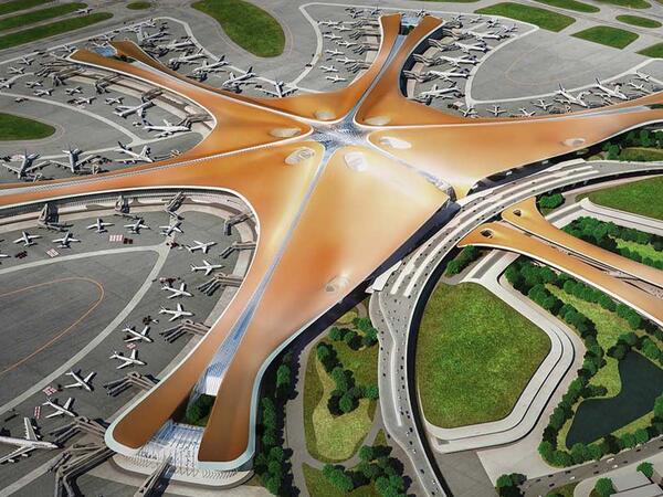 أكبر مطار في العالم "صيني".. ولمسات الراحلة "زها حديد" تزينه