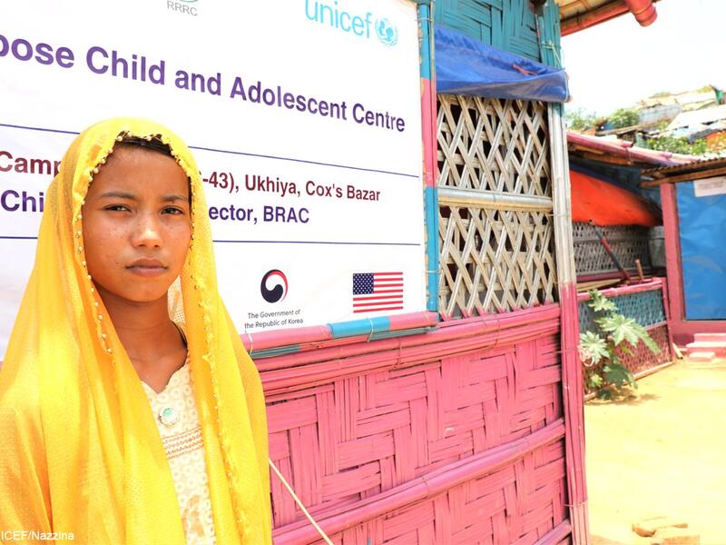 15-year-old Noor lives in the world's largest refugee camp in Bangladesh.  She survived a military attack and fled her village in Myanmar nearly 2 years ago. She jumped in to a river, held on to a banana-tree to float. (Twitter/ @UNICEFBD)
