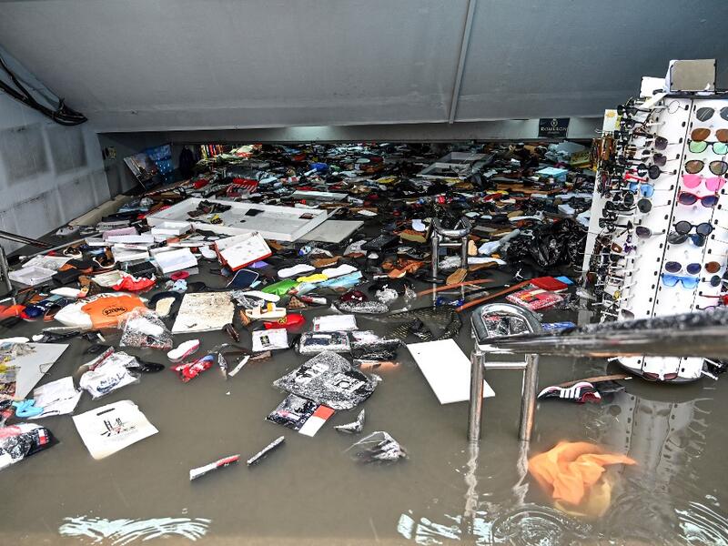 Turkey's mega city Istanbul was lashed by a heavy rainstorm on August 17, killing a homeless man and leaving parts of the historic Grand Bazaar flooded.  Ozan KOSE / AFP