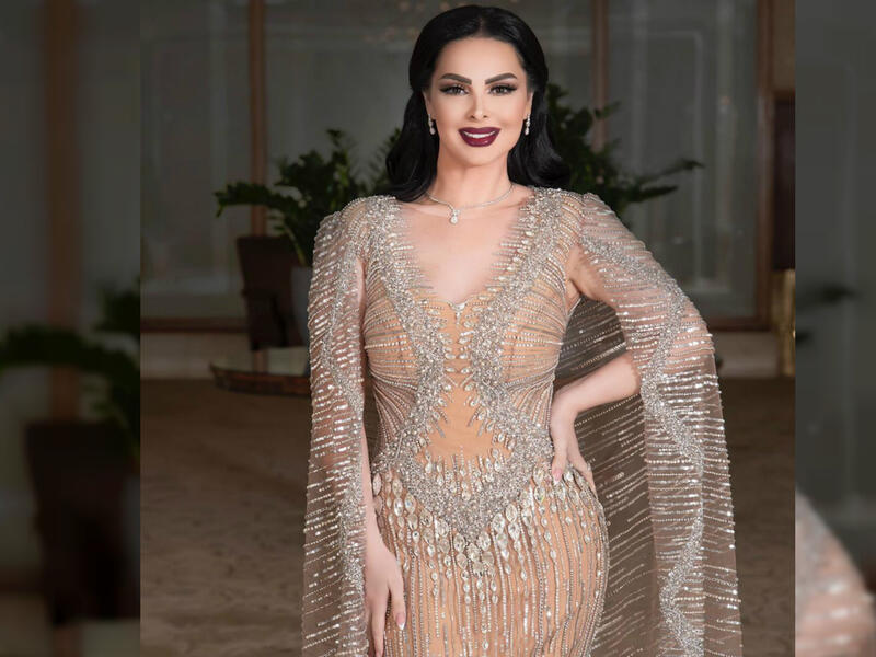 Diana Karazon chose a silver and beige dress for her concert in Jerashs southern theater Source dianakarazonw Instagram