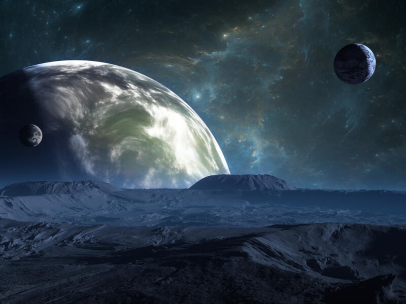 Exoplanet or Extrasolar planet with atmosphere and moon. (Shutterstock/ File Photo)