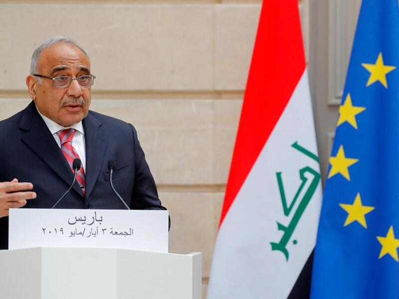 Iraq's Prime Minister Adel Abdul Mahdi speaks during a joint statement with French President at the Elysee Palace in Paris, on May 3, 2019. (AFP/ File Photo)
