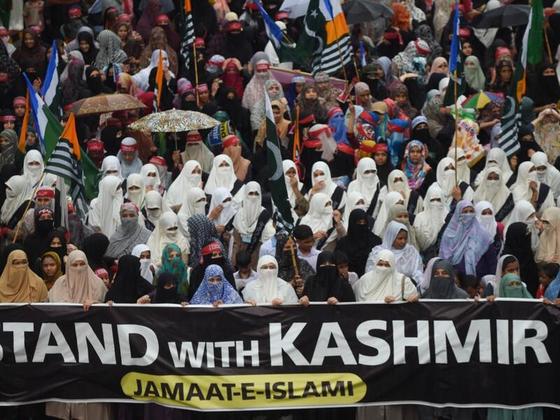 Activists of Jamaat-e-Islami Pakistan march in a protest against the Indian decision to strip the disputed Kashmir region of its special autonomy, in Karachi on September 1, 2019. (AFP/ File Photo)