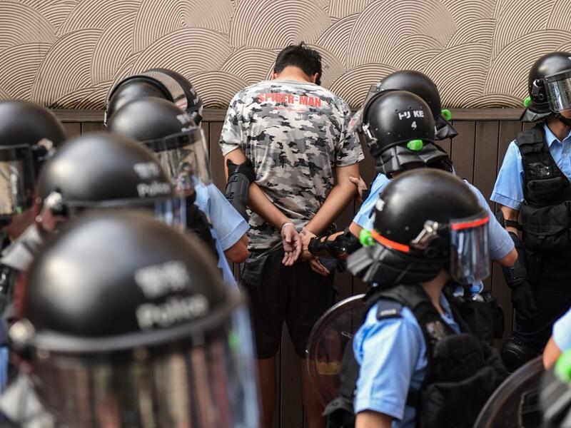 Police detain a man after fights broke out between pro-China supporters and anti-government protesters at Amoy Plaza in the Kowloon Bay district in Hong Kong on September 14, 2019. (AFP/ File Photo)