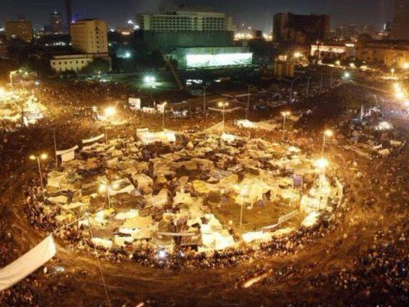 Egyptian protesters shout slogans as they take part in a protest calling for the removal of President Abdel Fattah al-Sisi in Cairo's downtown on September 20, 2019. Twitter