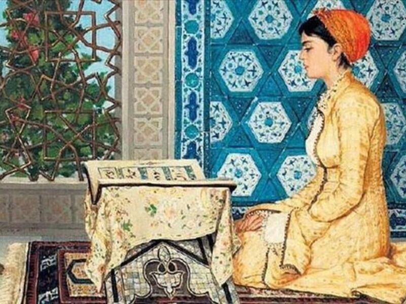 The 1880 painting, Girl Reading the Quran (Twitter)