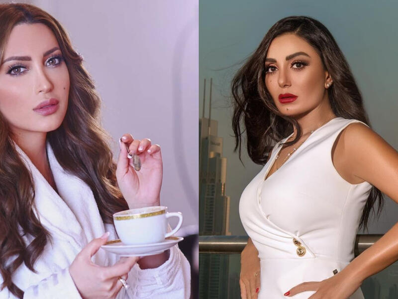 Syrian actress Dima Al-Jundi has attacked actress Nisreen Tafesh Source @dima.aljundi @nesreentafesh Instagram