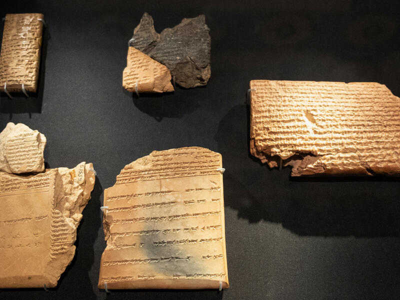 Ancient Assyria clay tablets with Mesopotamian cuneiform writing from king Ashurbanipal royal library in Nineveh in British Museum in London. (Shutterstock/ File Photo)