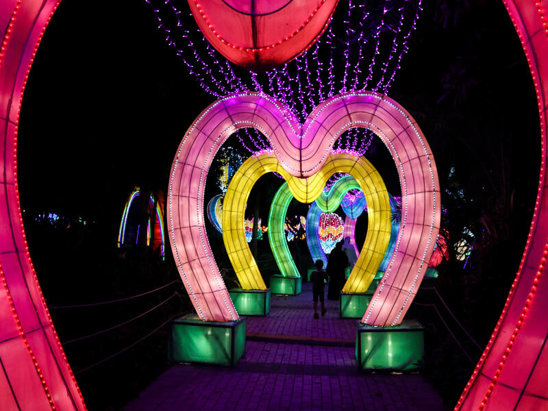Dubai Garden Glow, a walk through multi-colored hearts.  (Shutterstock/ File Photo)