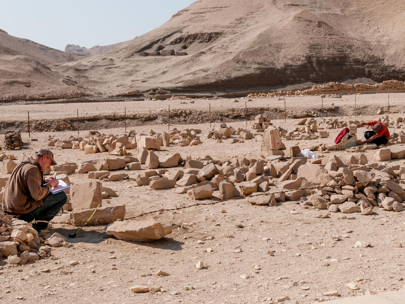 Archaeologists working near the Mortuary Temple of Queen Hatshepsut, located on the west bank of the Nile near the Valley of the Kings in Egypt. (Shutterstock/ File Photo)