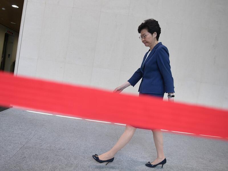 Hong Kong Chief Executive Carrie Lam leaves after taking part in her weekly press conference in Hong Kong on October 8, 2019. (AFP/ File Photo)