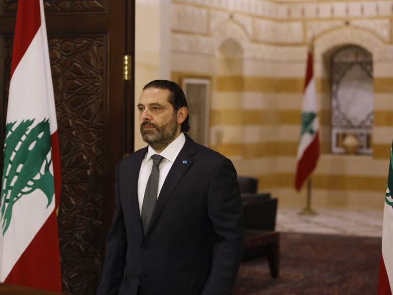 Lebanese Prime Minister Saad Hariri prepares to give an address at the government headquarters in the centre of the capital Beirut on October 18, 2019. Hariri gave his government three days to back key reforms as protests against the political elite and austerity measures rocked the country for a second day. Marwan TAHTAH / AFP
