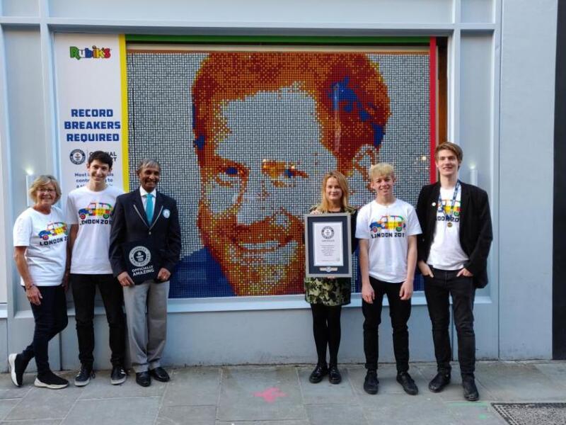 The makers of Rubik's Cube broke a Guinness World Record when 308 people contributed to creating a Rubik's Cube mosaic of Prince Harry's face. (Photo courtesy of Rubik's Brand)