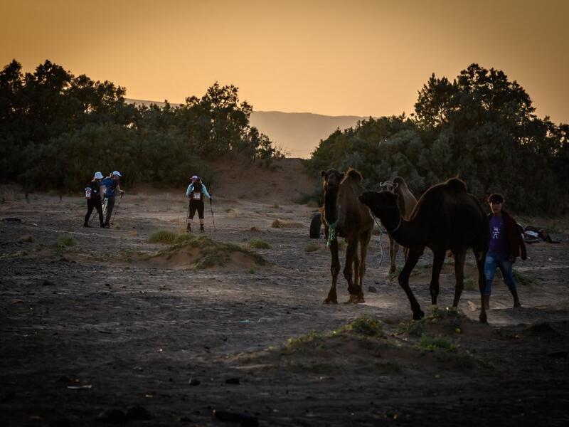 Women take part in the desert trek "Rose Trip Maroc", on November 3, 2019 in the erg Chebbi near Merzouga. The Rose Trip Maroc is a female-oriented trek where teams of three must travel through the southern Moroccan Sahara desert with a compass, a map and a topographical reporter. JEAN-PHILIPPE KSIAZEK / AFP