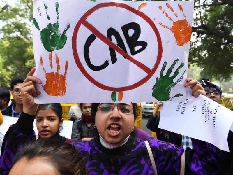 Demonstrators shout slogans to protest against the government's Citizenship Amendment Bill (CAB) in New Delhi on December 10, 2019.  (AFP/ File Photo)
