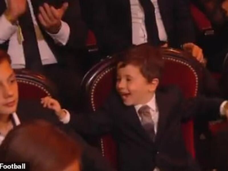 Lionel Messi's son Mateo was clearly ecstatic with his dad's triumph in Paris on Monday. (Twitter)