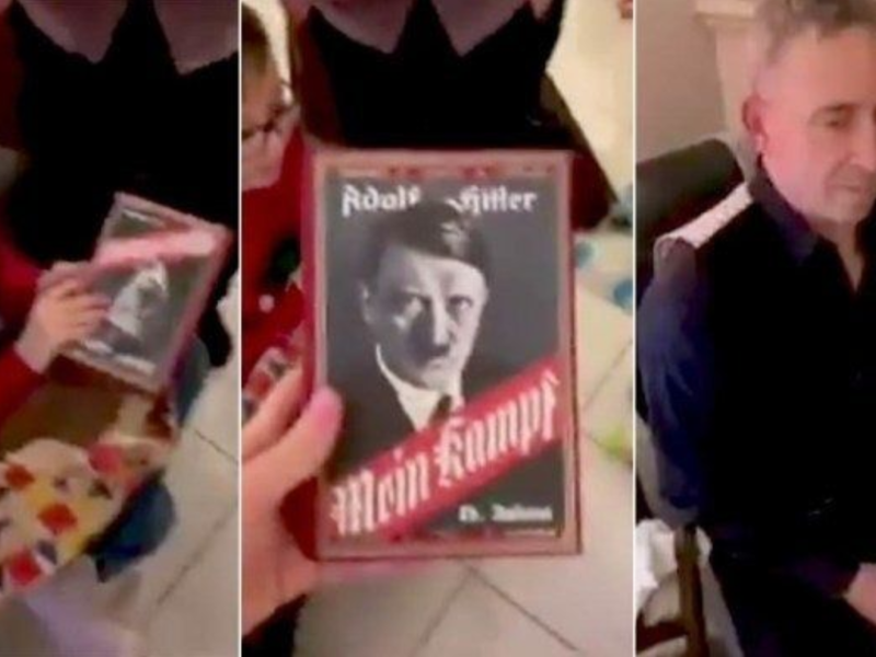The Truth Behind a Viral Video Featuring Hitler's Mein Kampf as a Christmas Gift by a French Grandfather (Twitter)