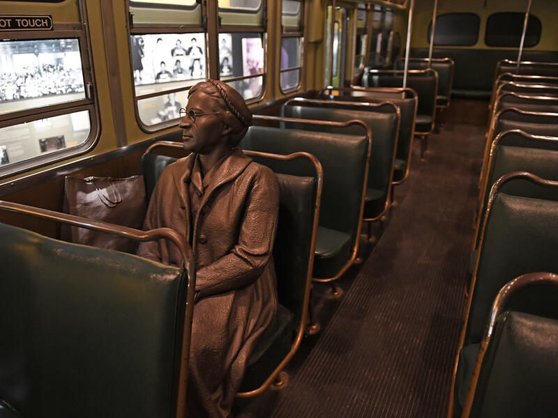 Sculpture of Rosa Parks inside bus at the National Civil Rights Museum (Shutterstock/ File Photo)
