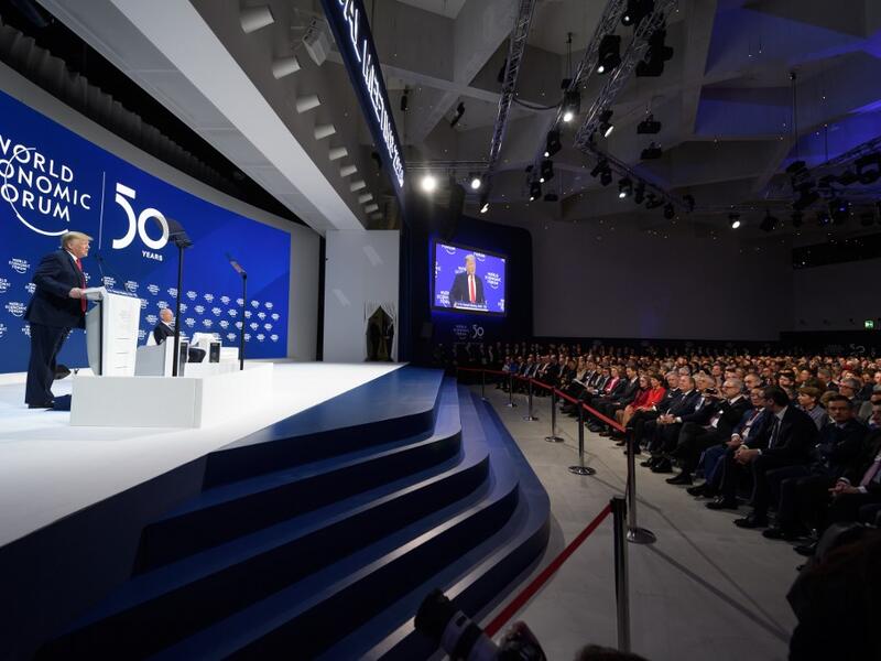 US president Donald Trump delivers a speech at the Congres center during the World Economic Forum (WEF) annual meeting in Davos, on January 21, 2020.  Fabrice COFFRINI / AFP