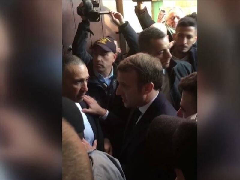 French President Emmanuel Macron on Wednesday yelled at Israeli police and asked them to leave the site. (Video Screenshot)