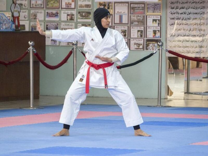 The first appearance of a female Saudi karate team in the fifth Arab Women Sports Tournament, which kicked off on Feb. 2 in Sharjah, in the UAE, will be broadcast on TV. (AN Photo/Huda Bashatah)